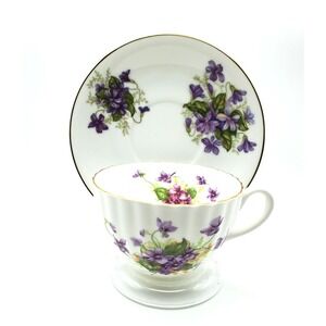 Vintage Radfords England Bone China Teacup & Saucer Violets